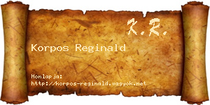 Korpos Reginald névjegykártya